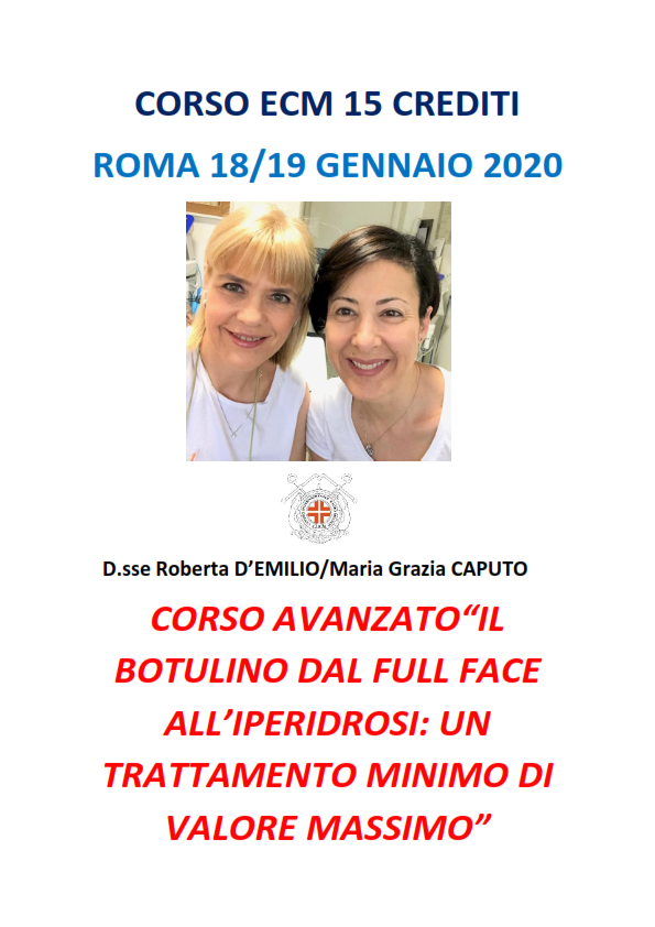 CORSO AVANZATO “IL BOTULINO DAL FULL FACE ALL’IPERIDROSI: UN TRATTAMENTO MINIMO DI VALORE MASSIMO”